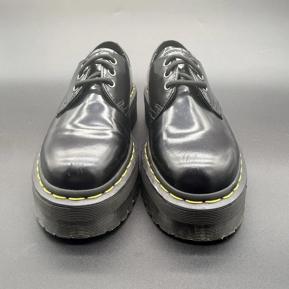 Dr Martens 1461 QUAD Black Leather Platform Shoes Size 6 Women's/5 Men's/EU 37